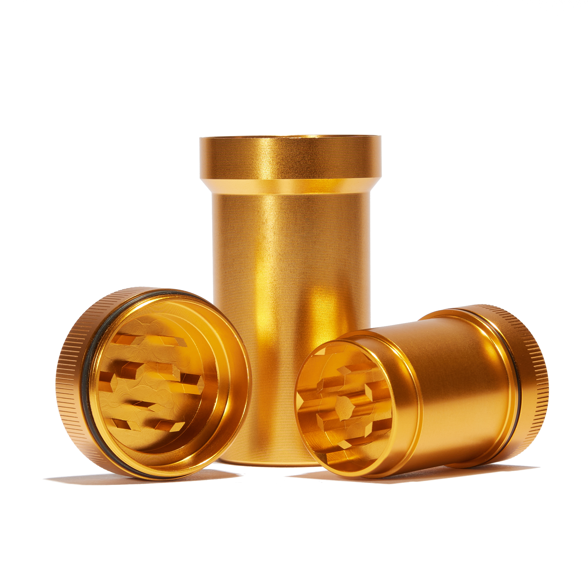 Stash & Grind Gold - Grinder mit zwei geruchsdichten Dosen