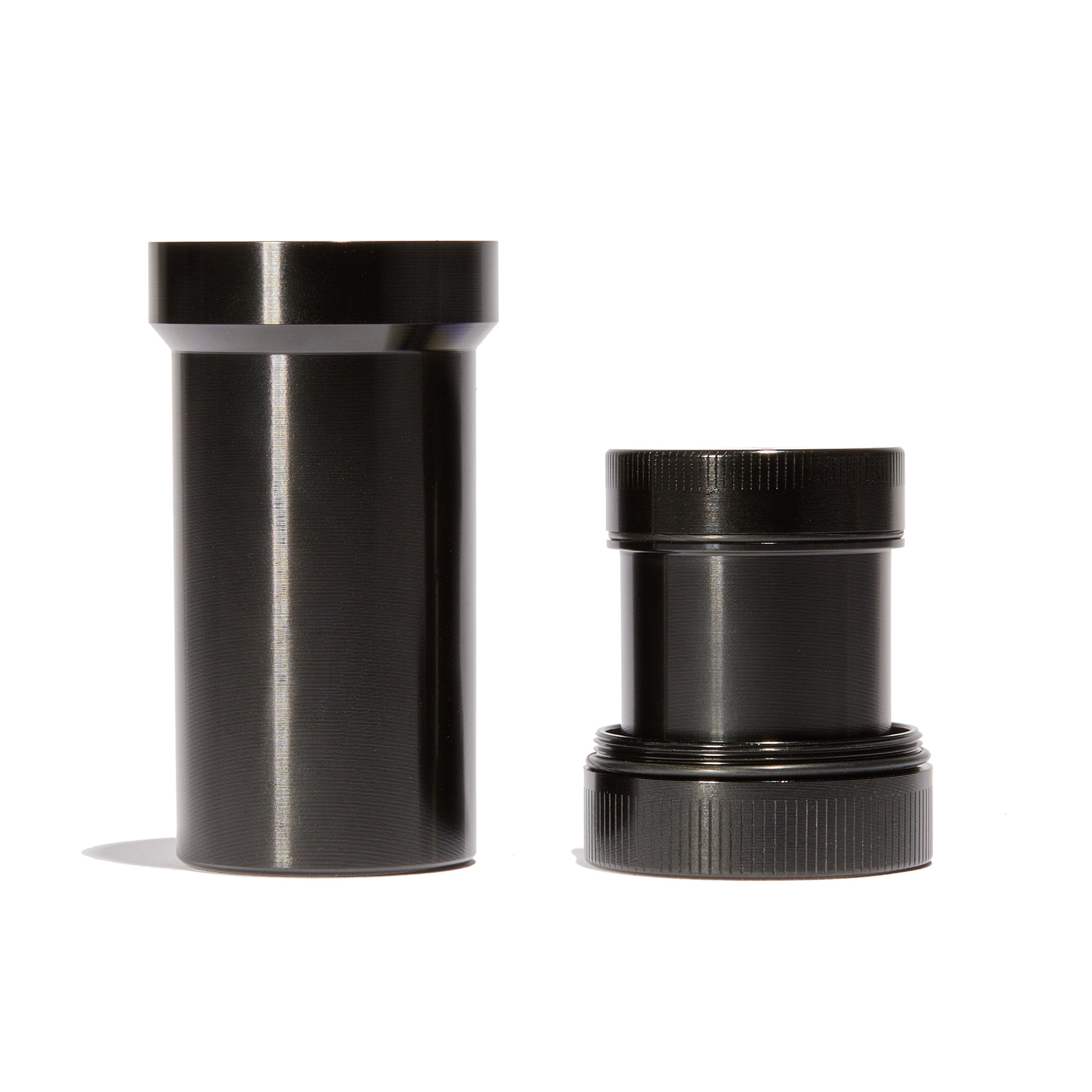 Stash & Grind Set in Schwarz - Alu Grinder mit zwei geruchsdichten Dosen