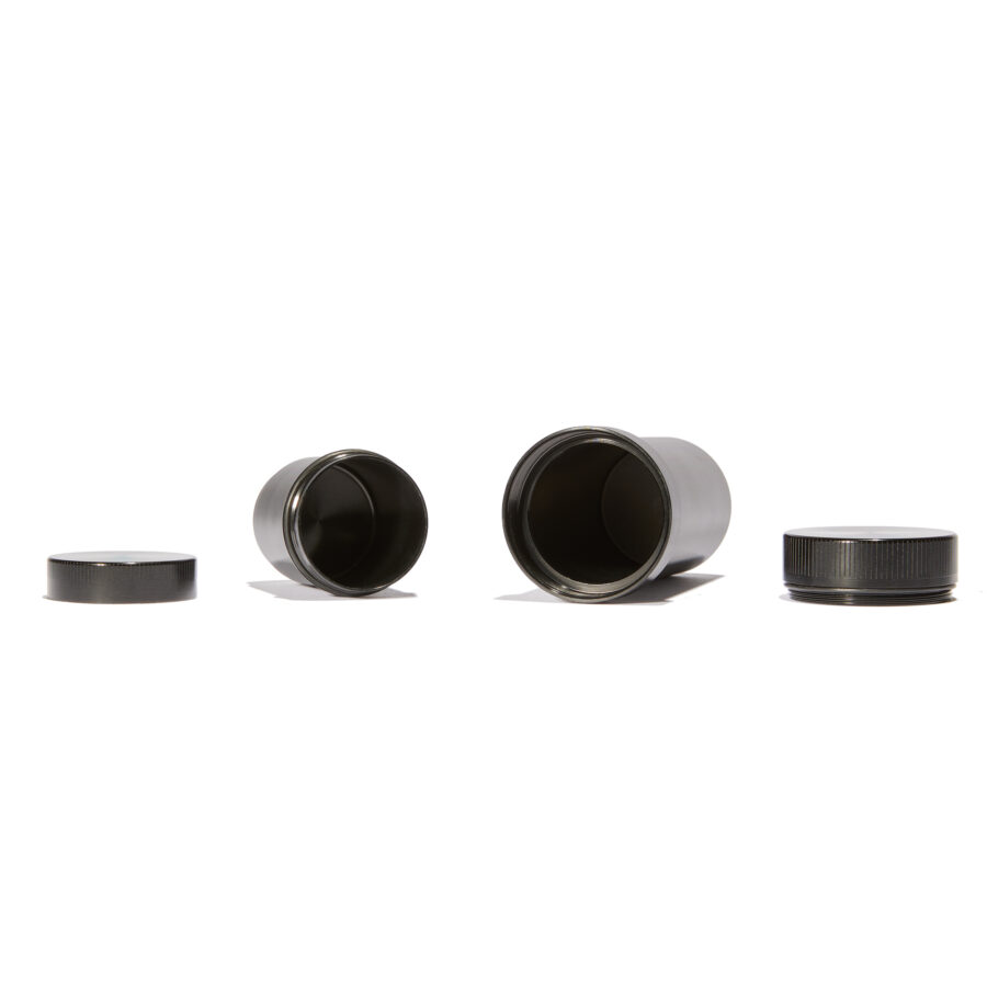 Stash & Grind Set in Schwarz - Alu Grinder mit zwei geruchsdichten Dosen