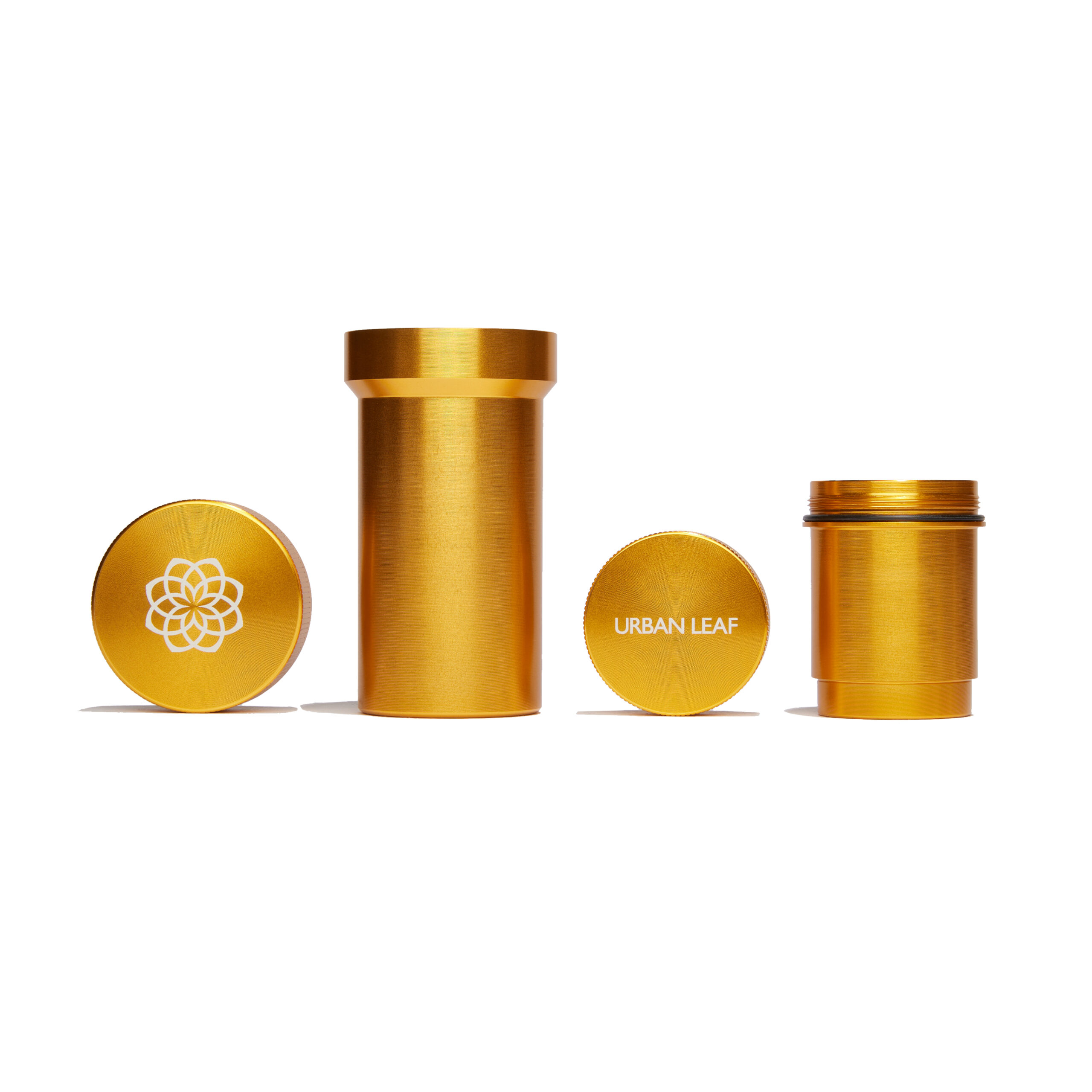 Stash & Grind Gold - Grinder mit zwei geruchsdichten Dosen
