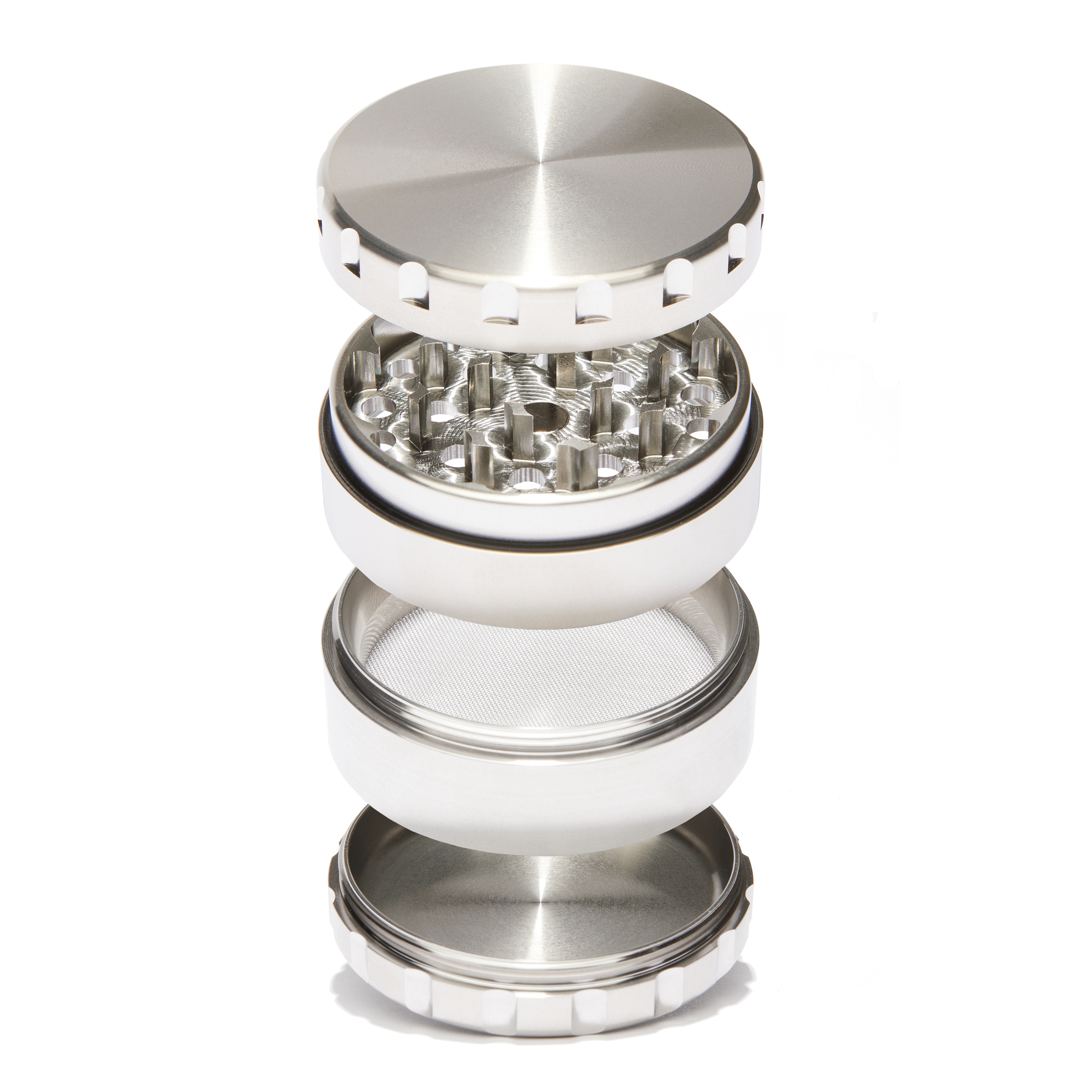 Luxus Edelstahl Grinder 4-teilig mit Sieb kiffer zubehör Luxus Edelstahl Grinder 4-teilig mit Sieb kiffer zubehör