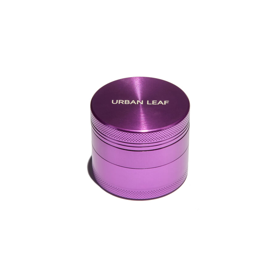 Premium mini grinder alu mit sieb front silber lila