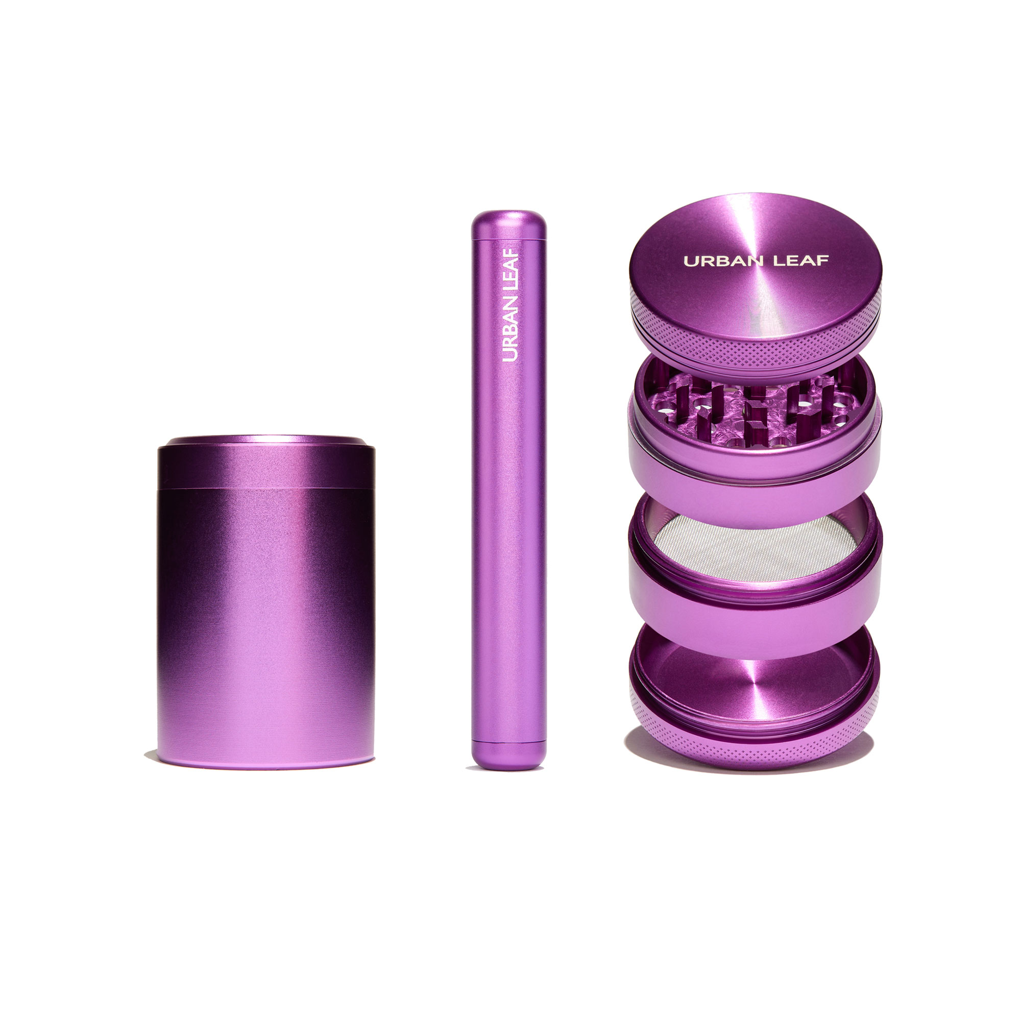 Purple Ritual Kit mit Grinder, Joint Hülle und Aluminium-Dose in Lila