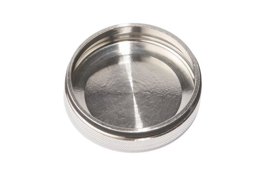 Edelstahl EDC Dose, Hauptkammer innen Geöffnete Hauptkammer der Edelstahl EDC Dose von oben, leer, mit O-Ring am Rand
